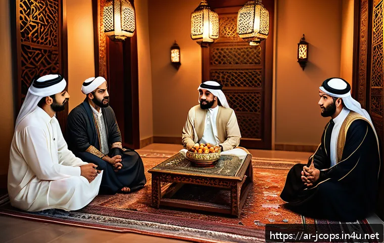 쥬라기캅스 시청률 기록 - A dramatic scene depicting a diverse group of Middle Eastern characters in traditional and modern at...